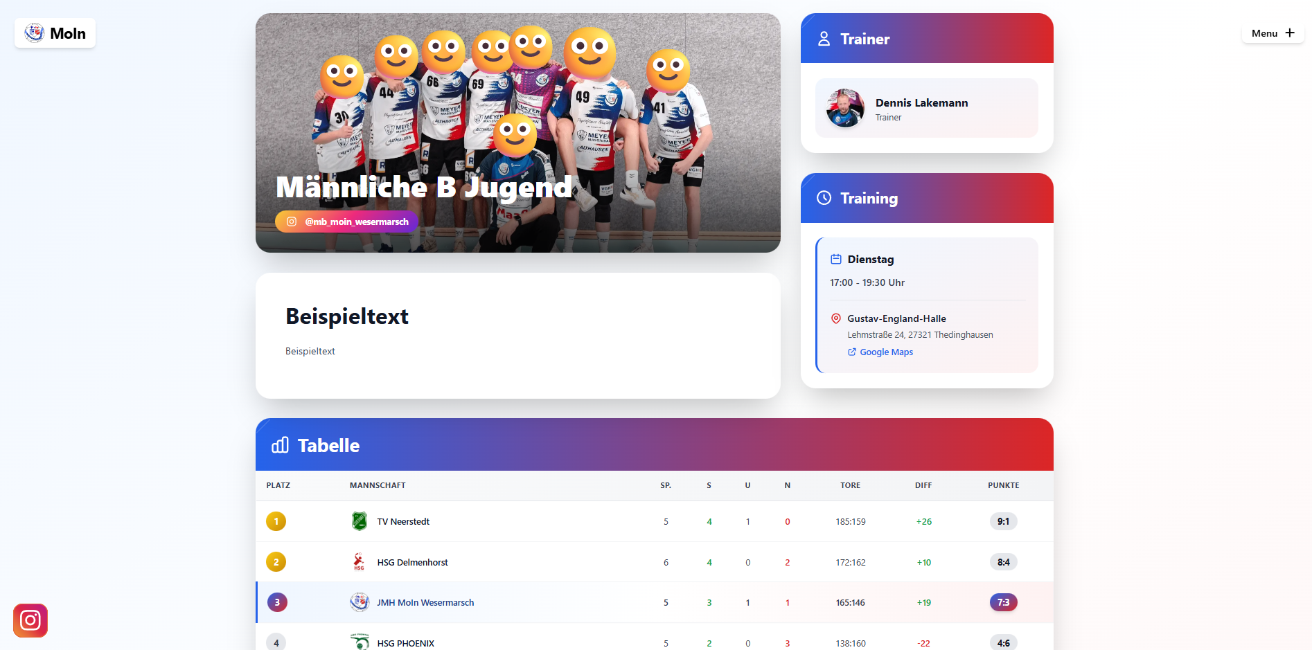 MoIn Wesermarsch handball – team photo